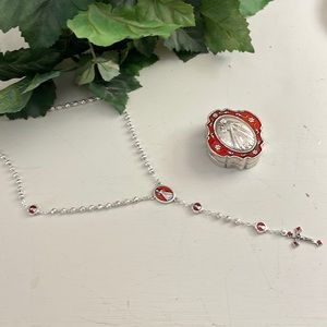 - Sterling Silver and Red Enamel Rosary